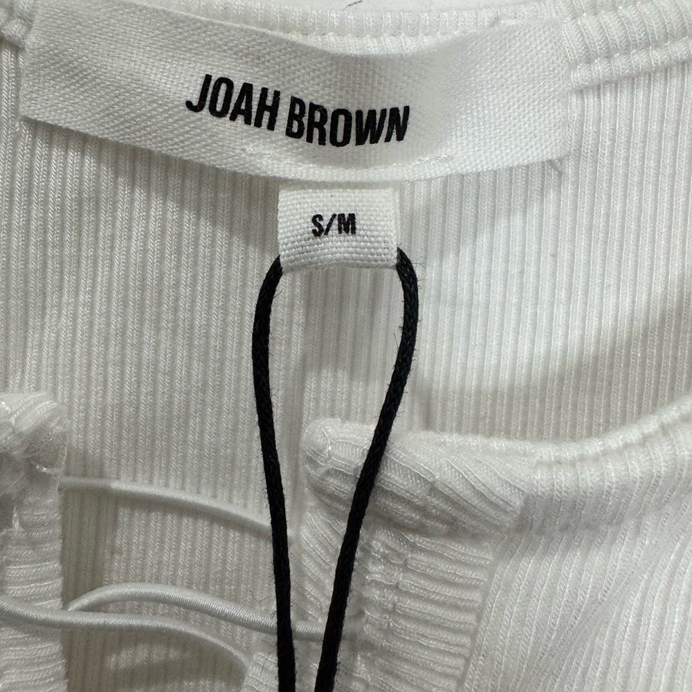 NWT Joah Brown Lace Up Crop Tank in white - Picture 7 of 8